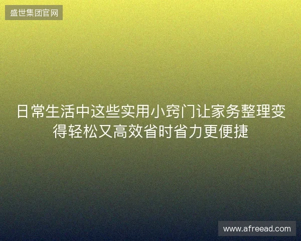 日常生活中这些实用小窍门让家务整理变得轻松又高效省时省力更便捷